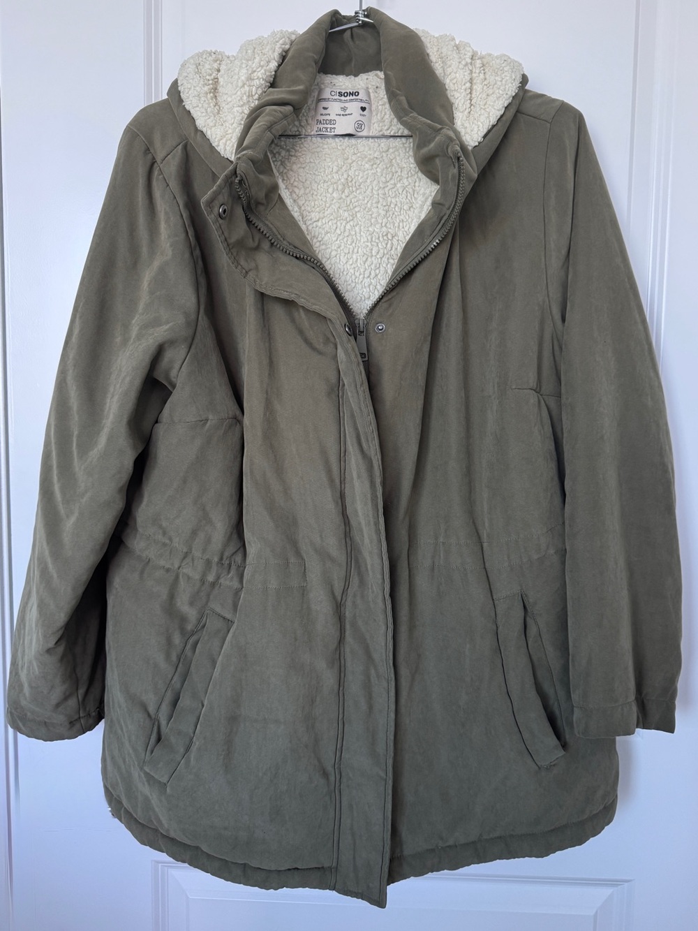 Ci Sono Olive Green Sherpa-Lined Hooded Padded Puffer Jacket size 3X - Picture 2 of 10